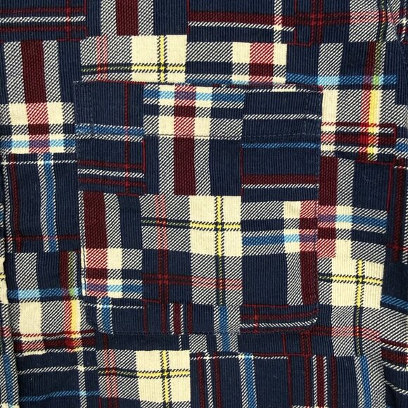 Uniqlo Shirt Men Extra Small XS Navy Blue Plaid Flannel Patchwork Button Up Polo - Picture 6 of 10